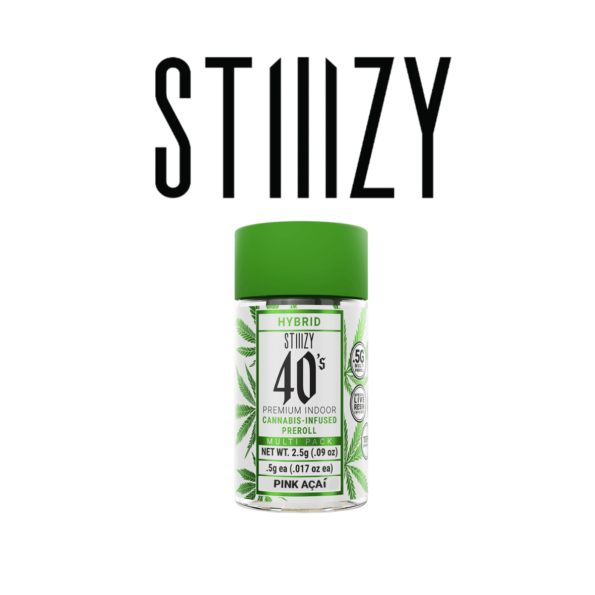 Photograph of product: STIIIZY 40's Infused Prerolls 5pk Hybrid Pink Acai