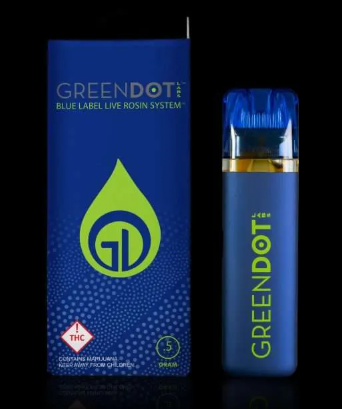 Photograph of product: Green Dot - Blue Label Live Rosin Disposable - Picasso (H)