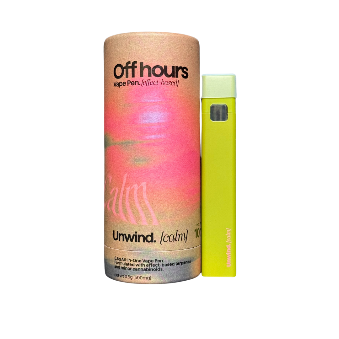 Photograph of product: Offhours Vapes Unwind [Calm] 82.9% TH-oui AIO .5g