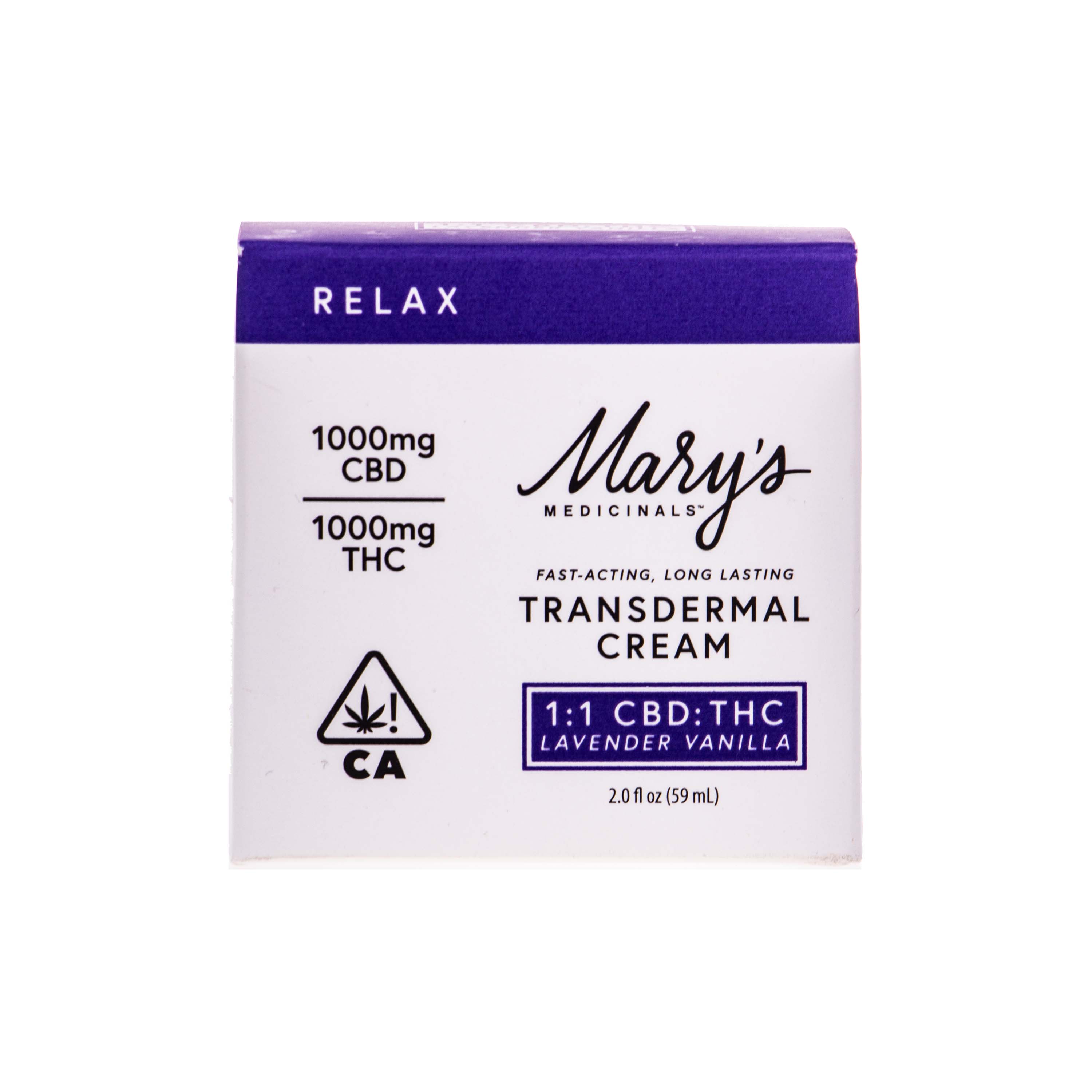 Photograph of product: Mary's Medicinals | Lavendar Vanilla Transdermal Cream (1:1  CBD:TH-oui - 2000mg Total)
