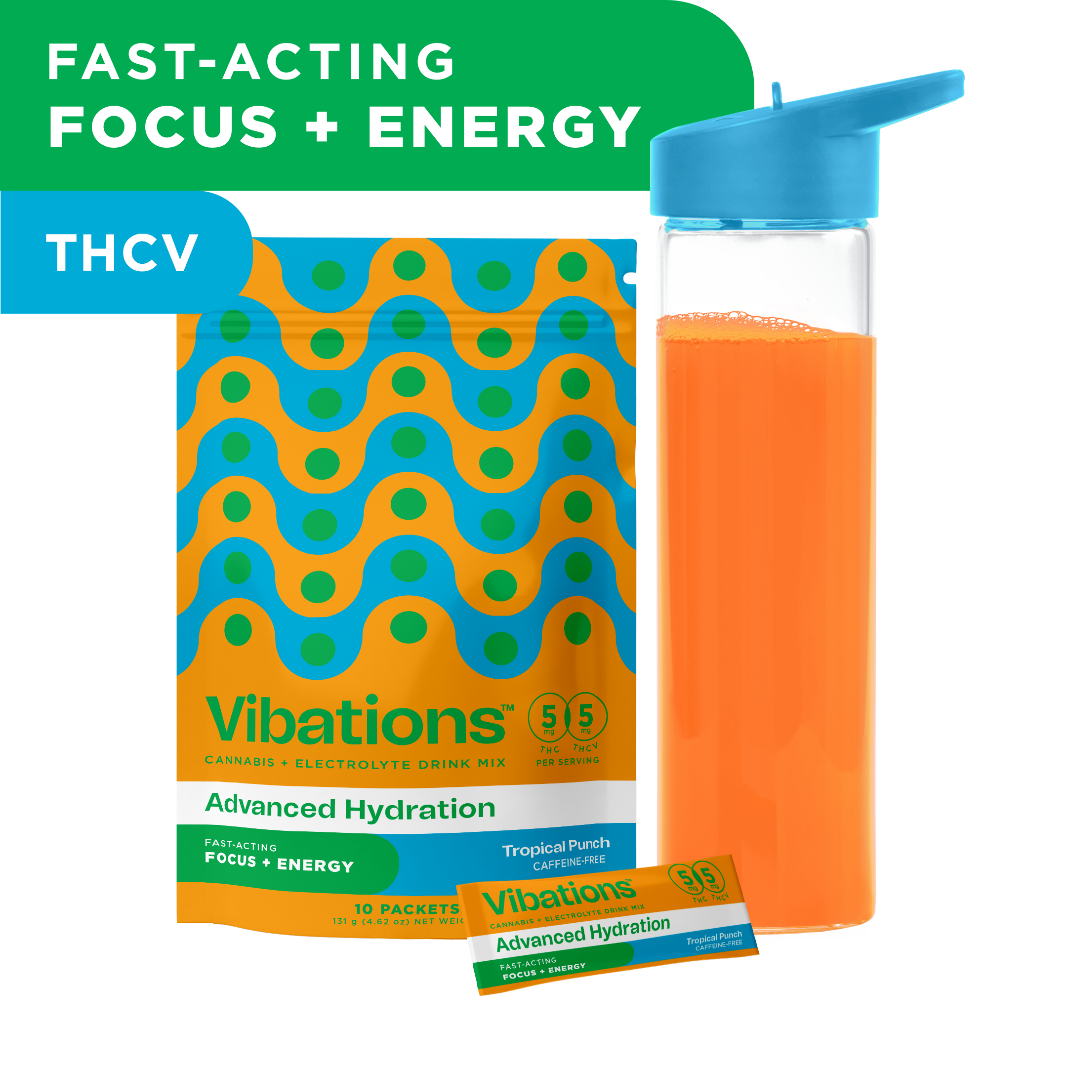 Photograph of product: Vibations 100mg Drink Mix - Tropical Punch 2:1 (TH-oui:TH-ouiv)