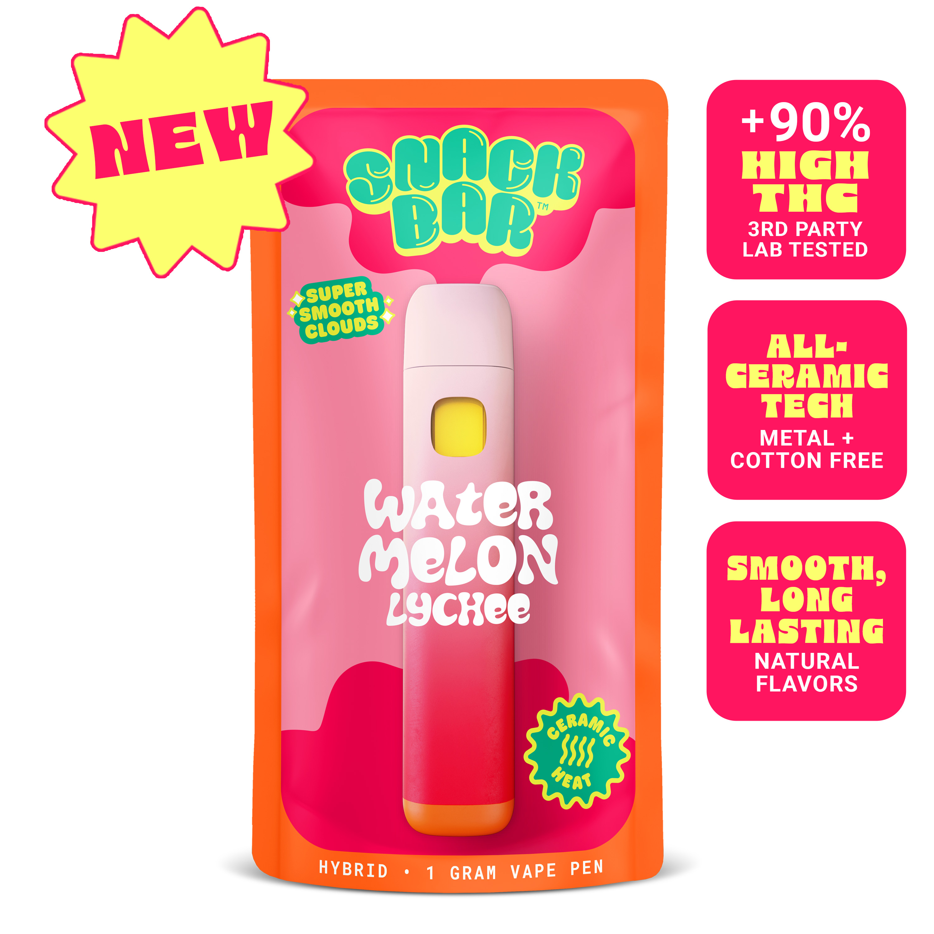Photograph of product: SNACKBAR Pen 1000mg: Watermelon Lychee
