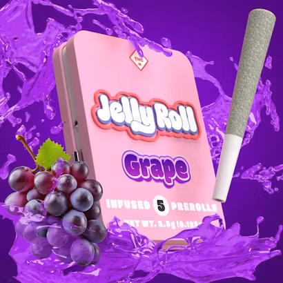 Photograph of product: JELLY ROLL - PREROLL INFUSED - 0.7G - 5PK - GRAPE