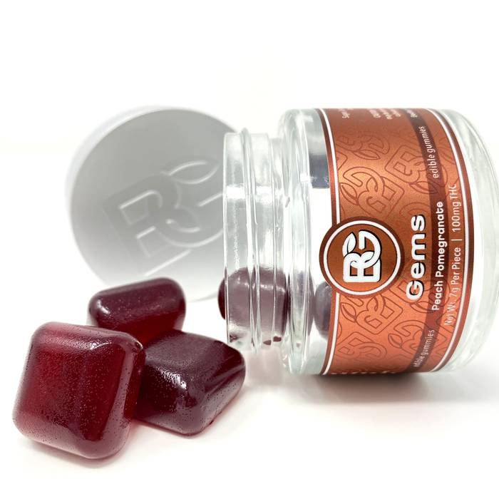 Photograph of product: Peach Pomegranate | 20mg | 5pk Gummies | Gems