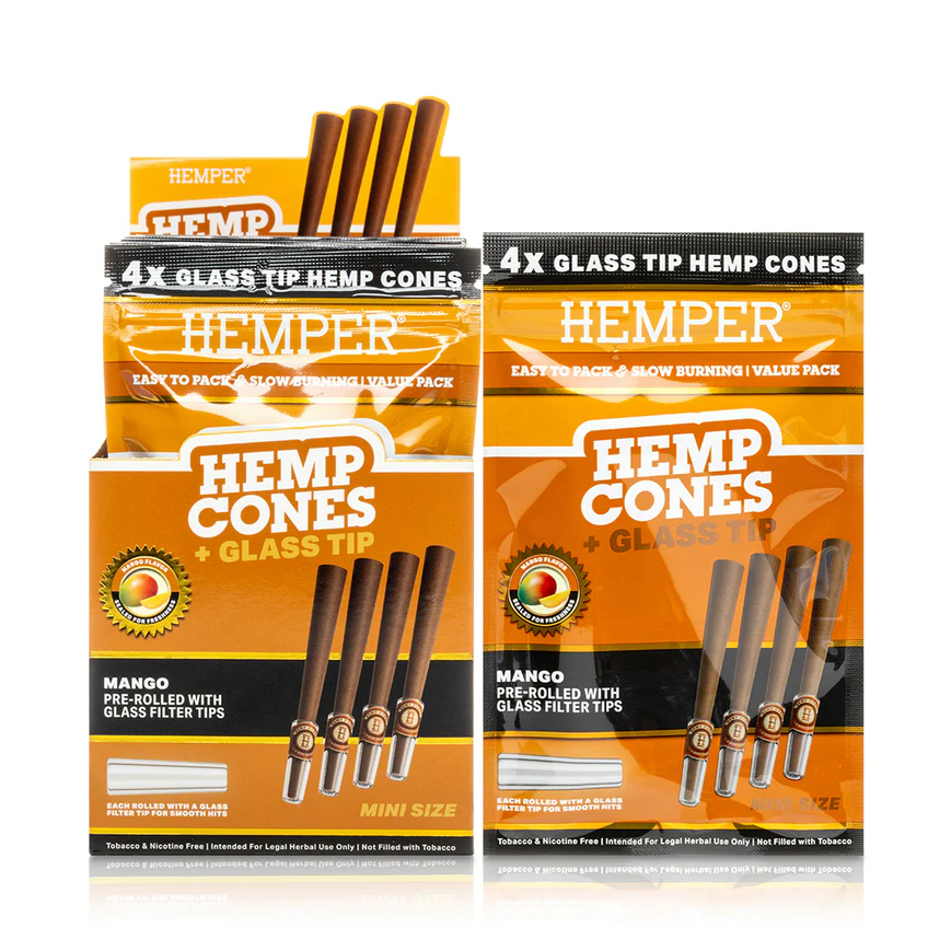Photograph of product: Hemper | Mini Cones W/Glass Tips | 4pk - | Mango