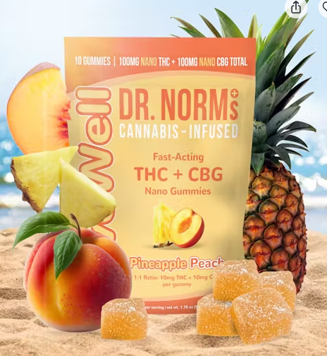 Photograph of product: GUMMY - PINEAPPLE PEACH - LIVEWELL (200MG TOTAL / 100MG TH-oui / 100MG CBG)