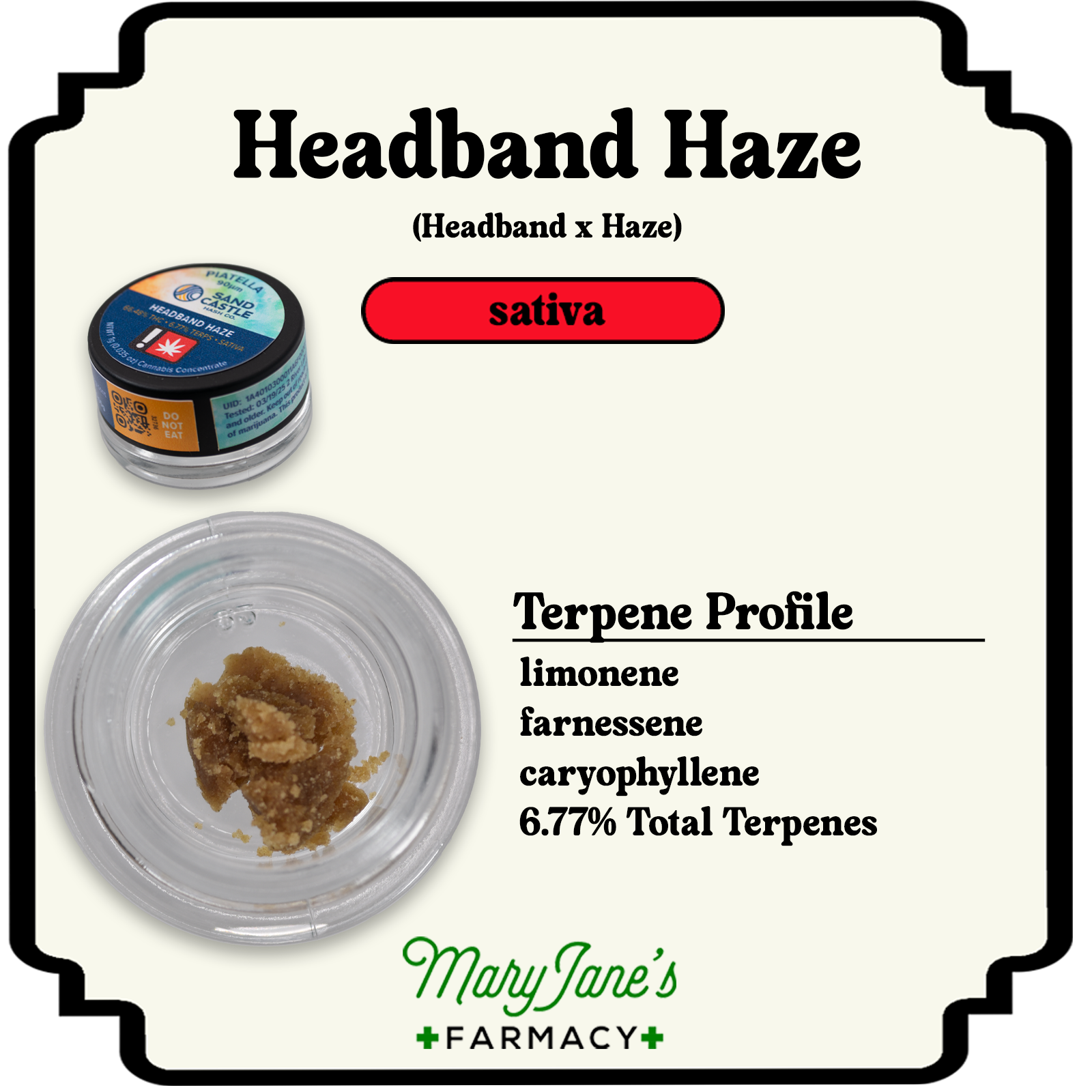 Photograph of product: Headband Haze 90 Piatella au chocolat Extract | 1g