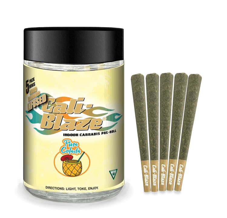 Photograph of product: Cali Blaze - Pina Colada 5-Pack 0.7g Liquid Diamonds Infused Pre-Rolls | 3/$50