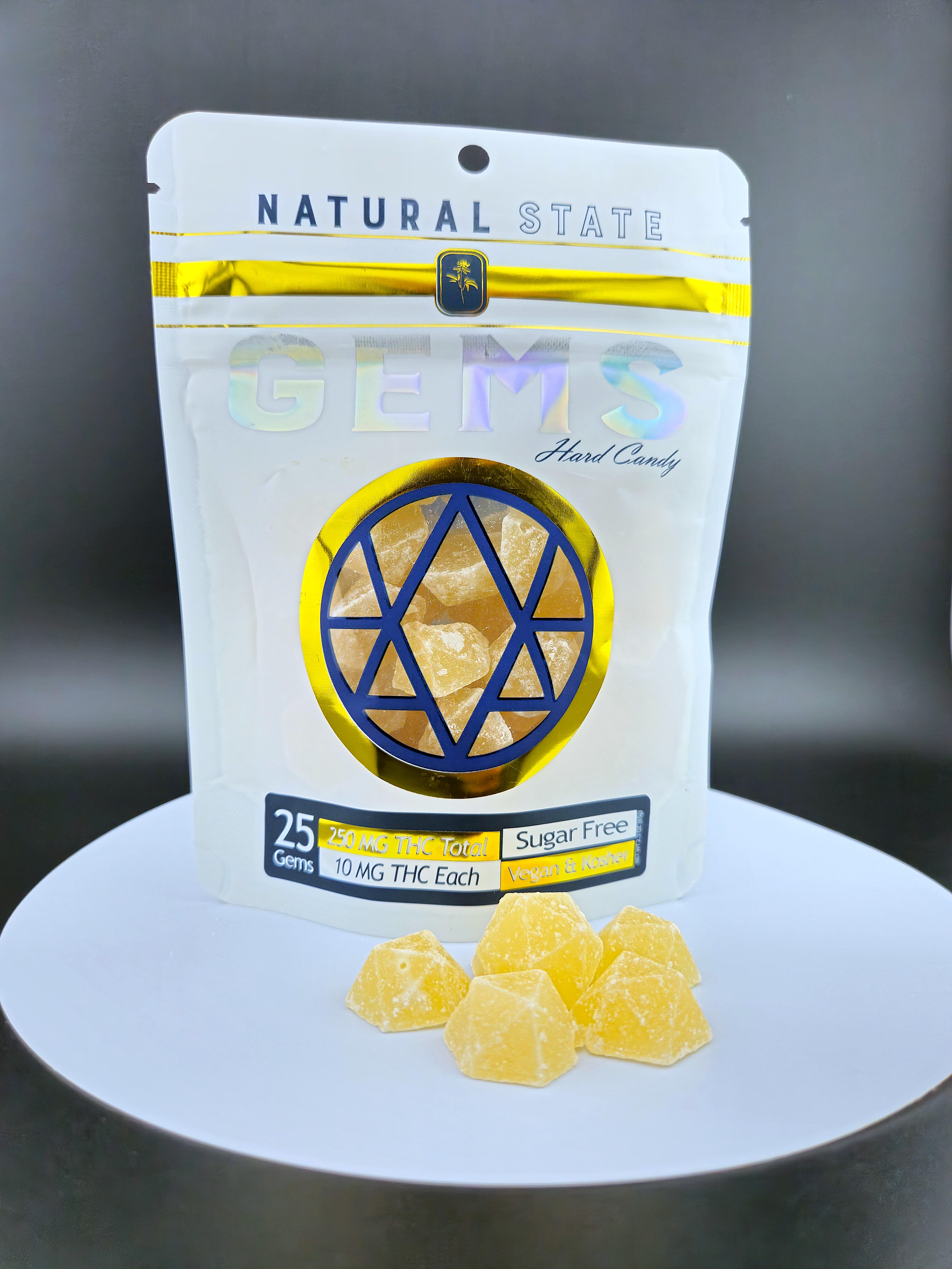 Photograph of product: NSM: Lozenge | Sour Tangerine | Gems | 250mg | 25pk