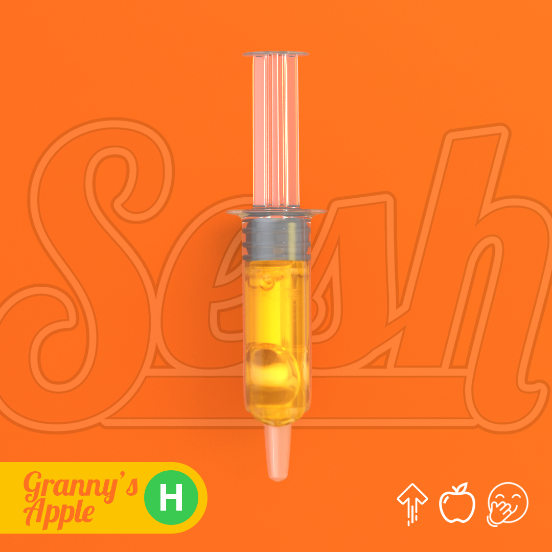 Photograph of product: SESH - Granny's Apple (H) 1000mg Distillate Syringe