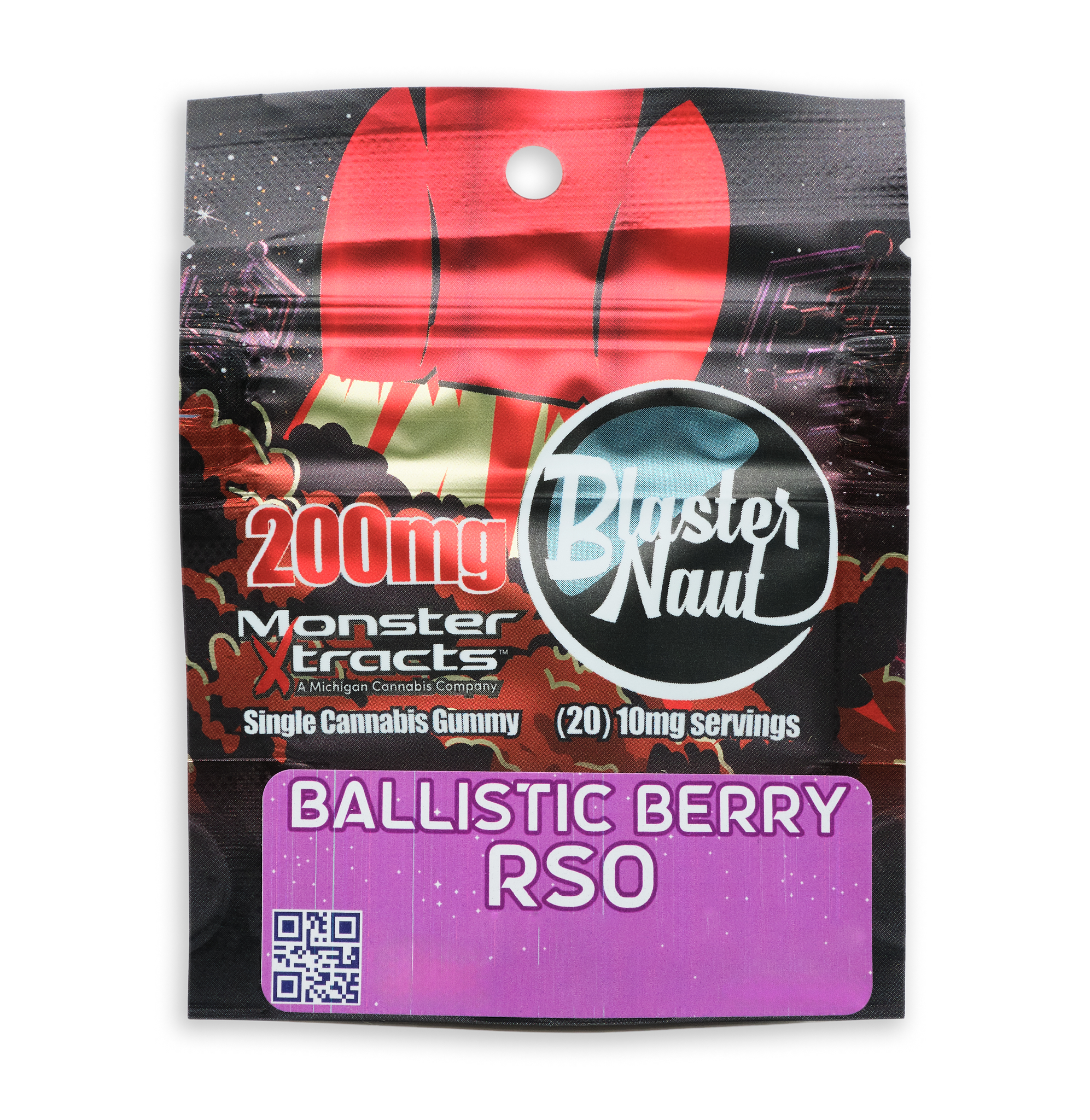 Photograph of product: Ballistic Berry RSO Blaster Naut | 200MG Gummy