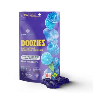 Photograph of product: Doozies | Blue Raspberry 1:1:1 Nighttime (50mg CBD; 50mg TH-oui; 50mg CBN) | Edible