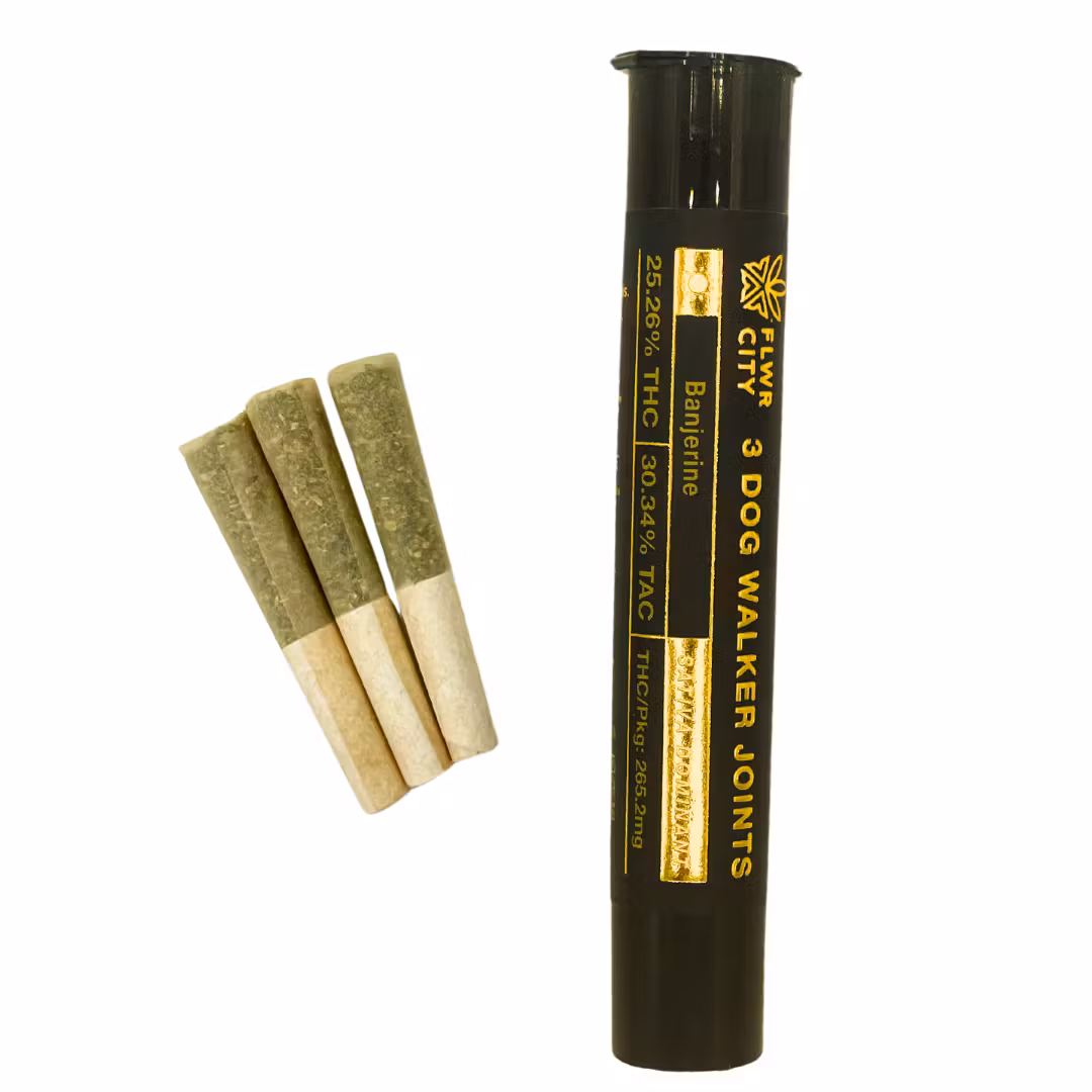 Photograph of Product: Flwr City - Banjerine Dog Walker Pre-Rolls 3pk