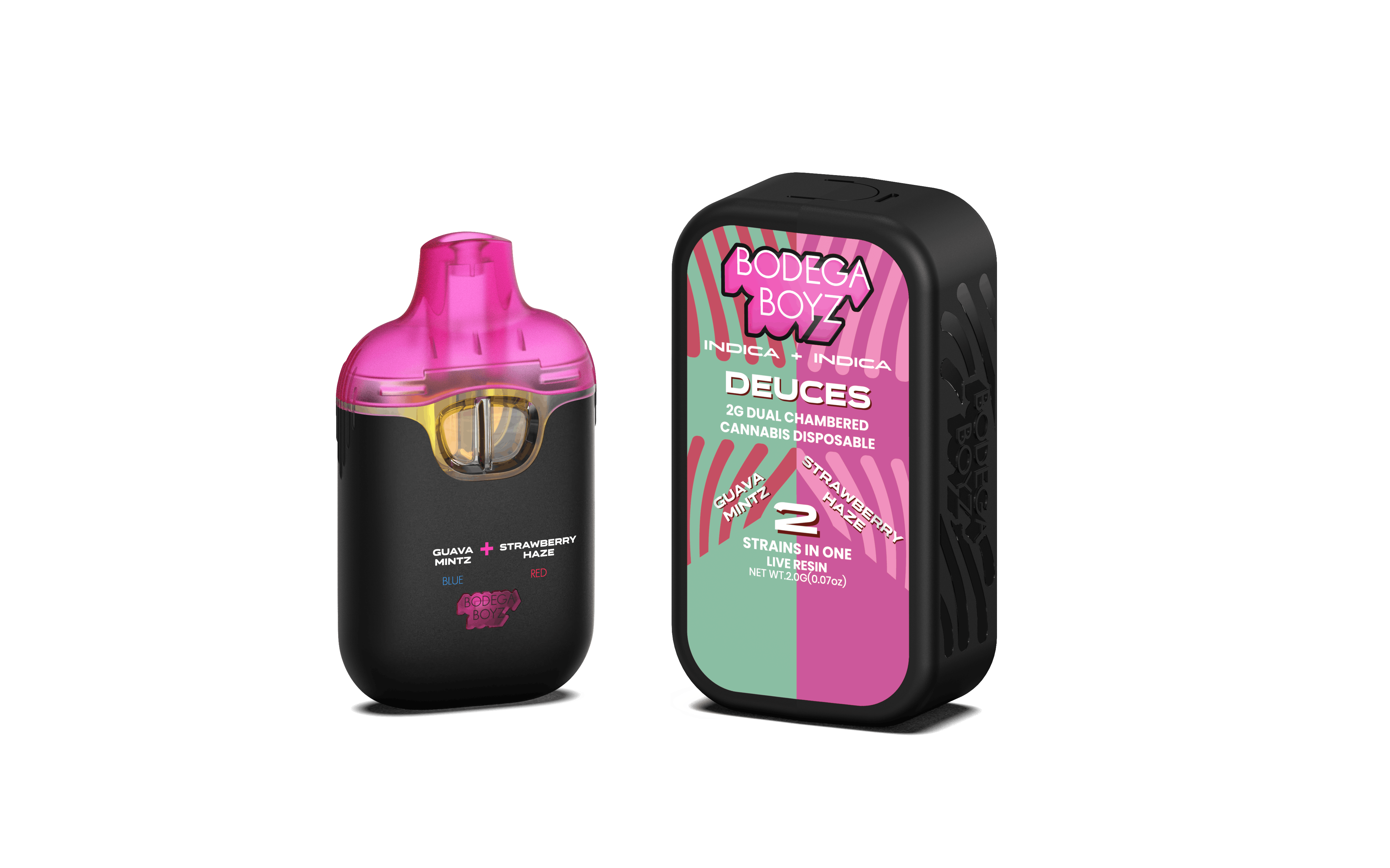 Photograph of product: Bodega Boyz | Live Resin Deuces Vape | Lemon OG X Pink Guava