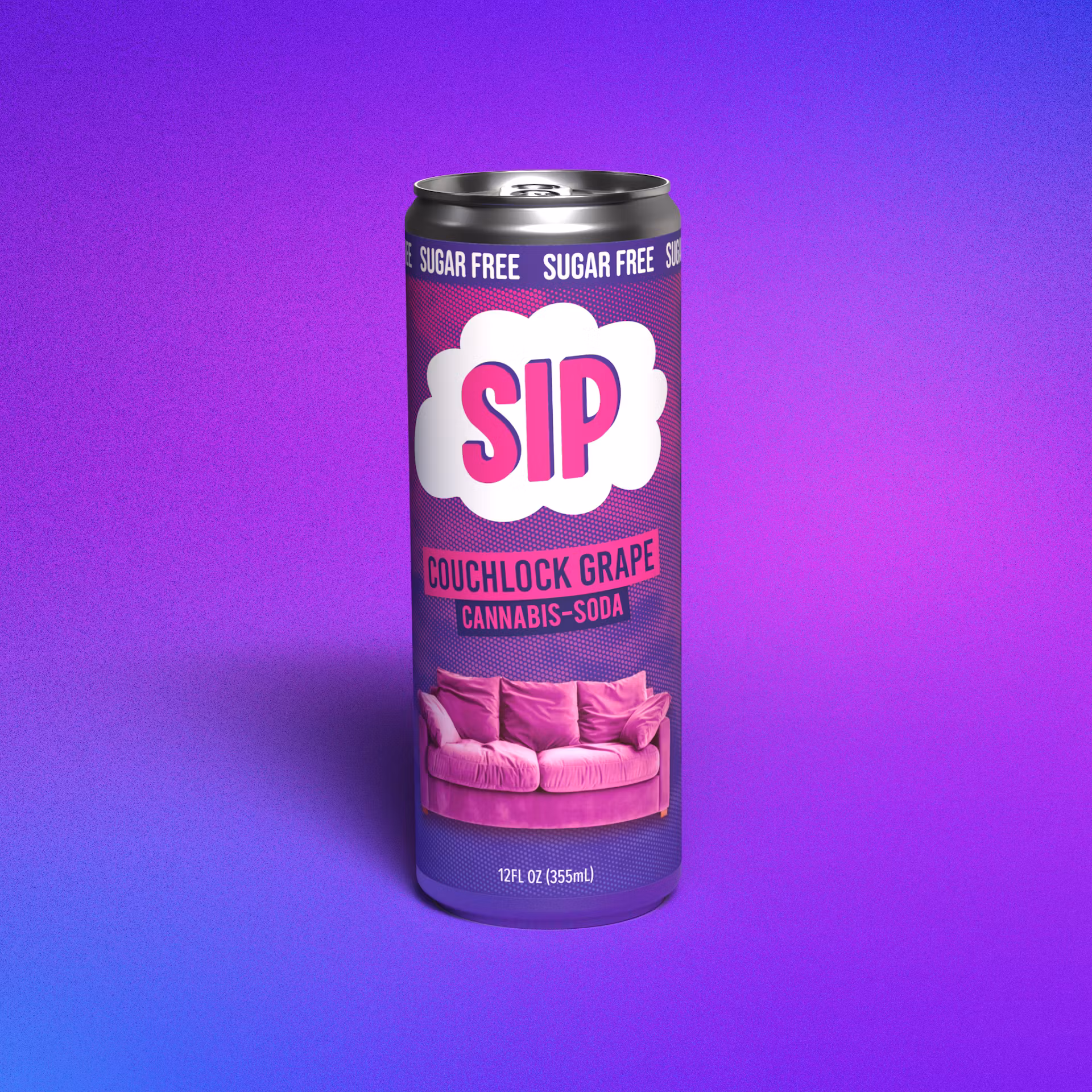 Photograph of product: Couchlock Grape Soda | 1:1 TH-oui:CBD | Sugar Free | 5mg (I)