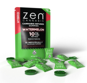 Photograph of product: WATERMELON 100MG HYBRID GUMMIES - 100 MG - 10 PACK