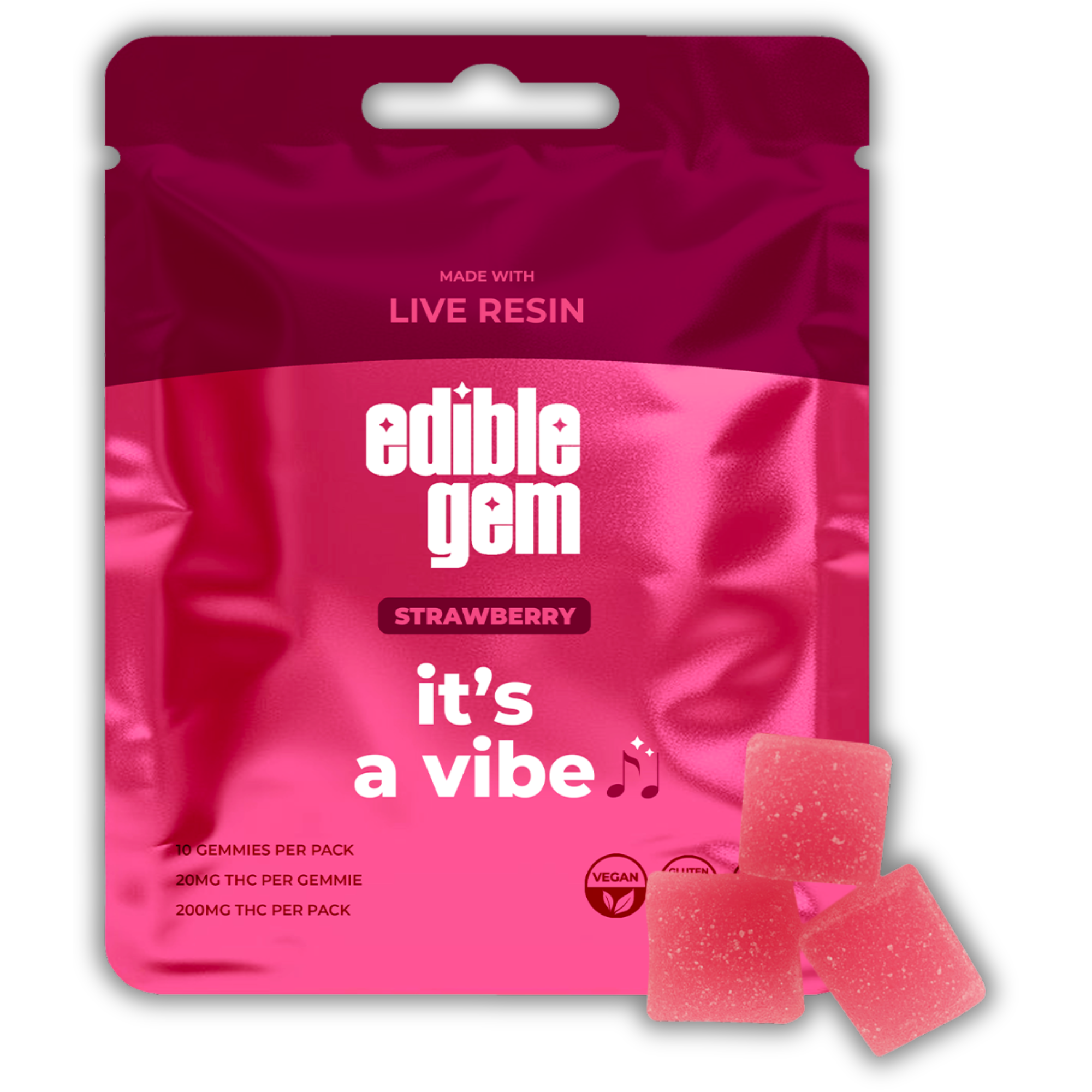 Photograph of Product: Edible Gem | Live Resin Gummy | Strawberry | 200mg