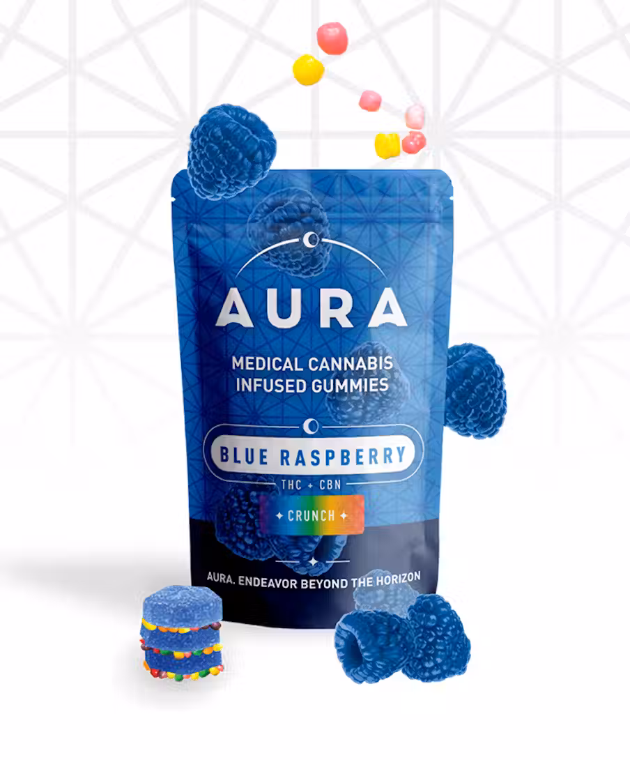 Photograph of product: Blue Raspberry CRUNCH +CBN | 10 x 55mg