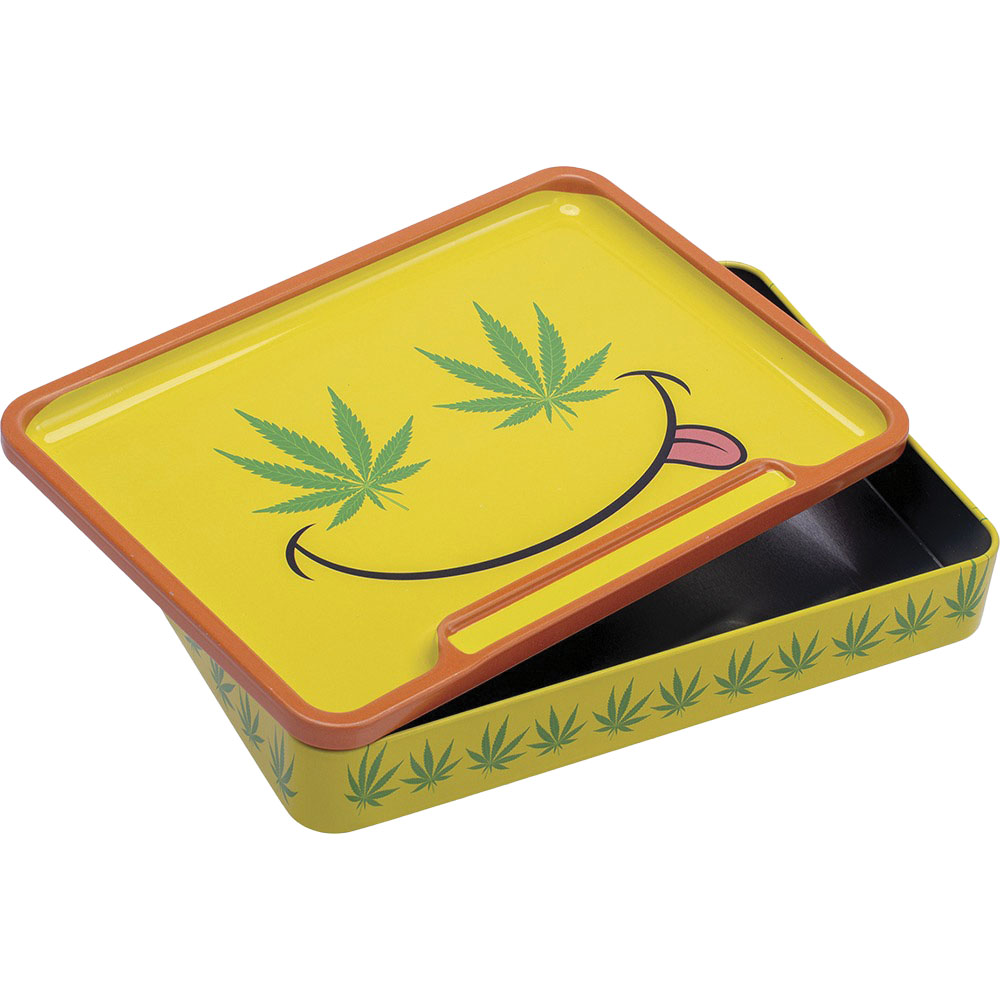 Photograph of product: Fujima Leaf Metal Rolling Tray Stash Box - Assorted Designs (TAX INCLUDED)