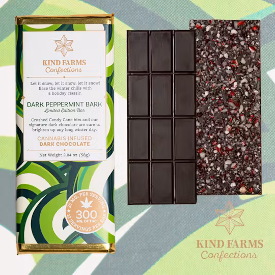 Photograph of product: Kind Farms | Dark Peppermint Bark Chocolate Bar 300mg