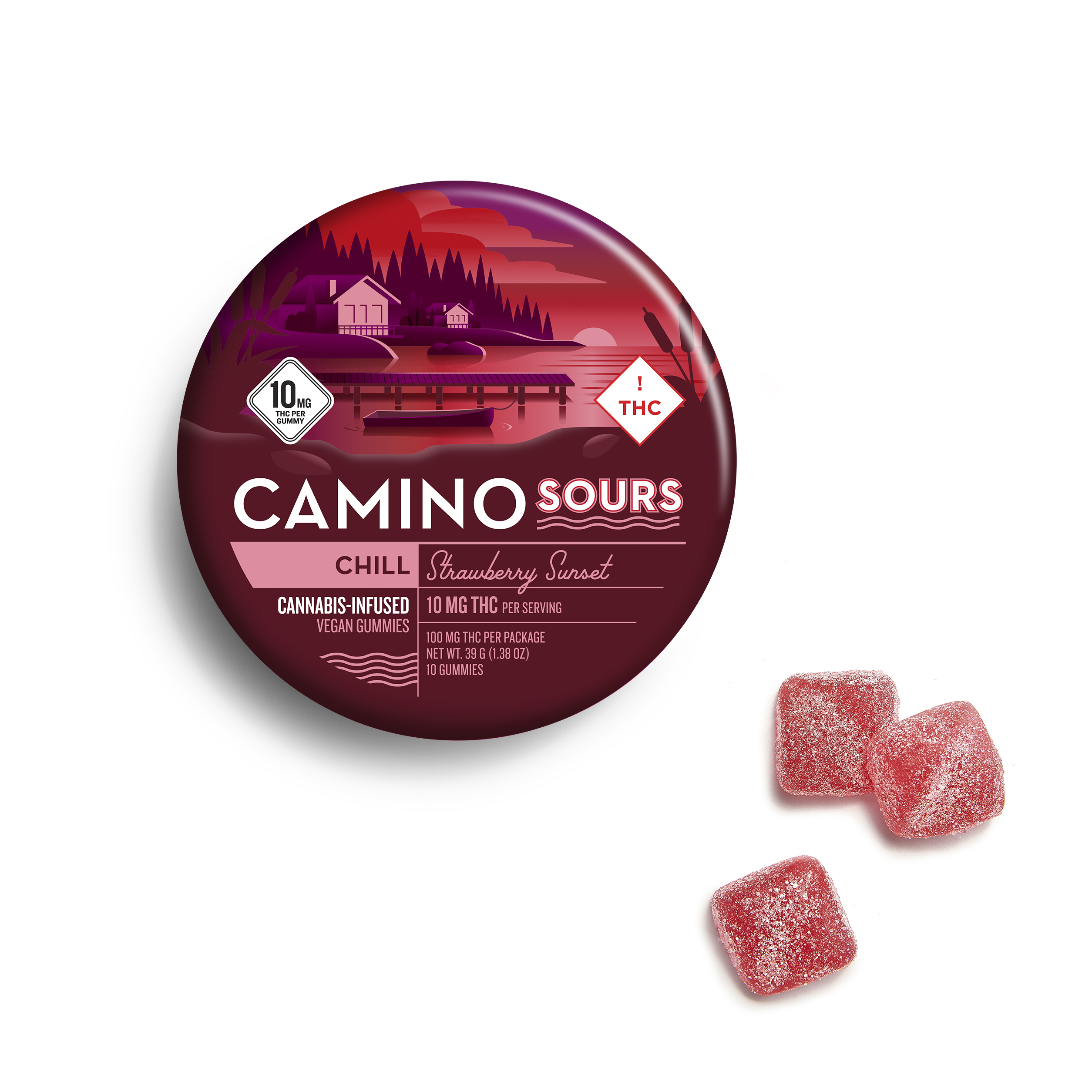 Photograph of product: Camino | Sours | Strawberry Sunset | 10mg THC | 10 Pack