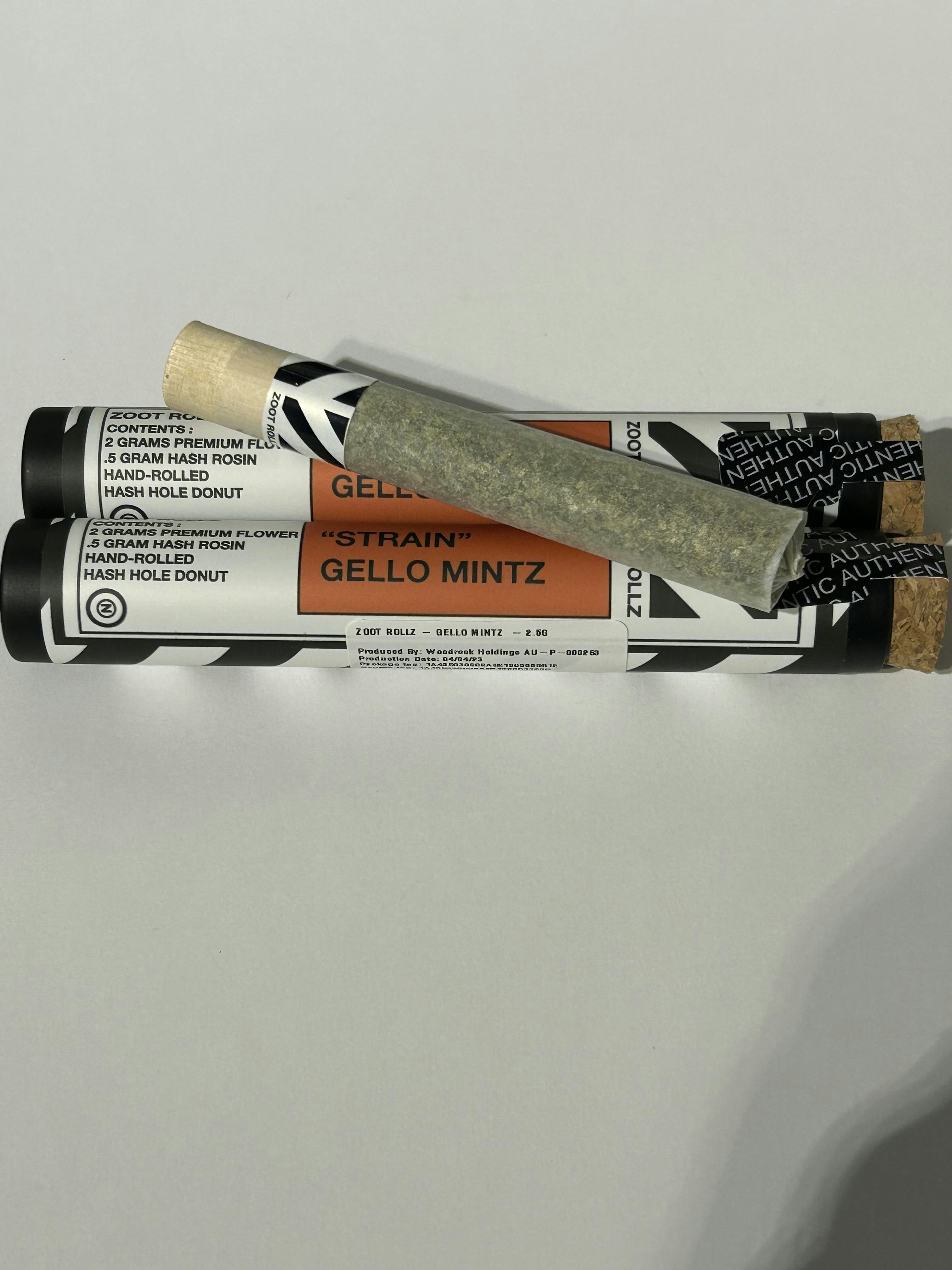 Photograph of product: ZOOT ROLLZ | GELLO MINTZ | au chocolat INFUSED PREROLL | 2.5G