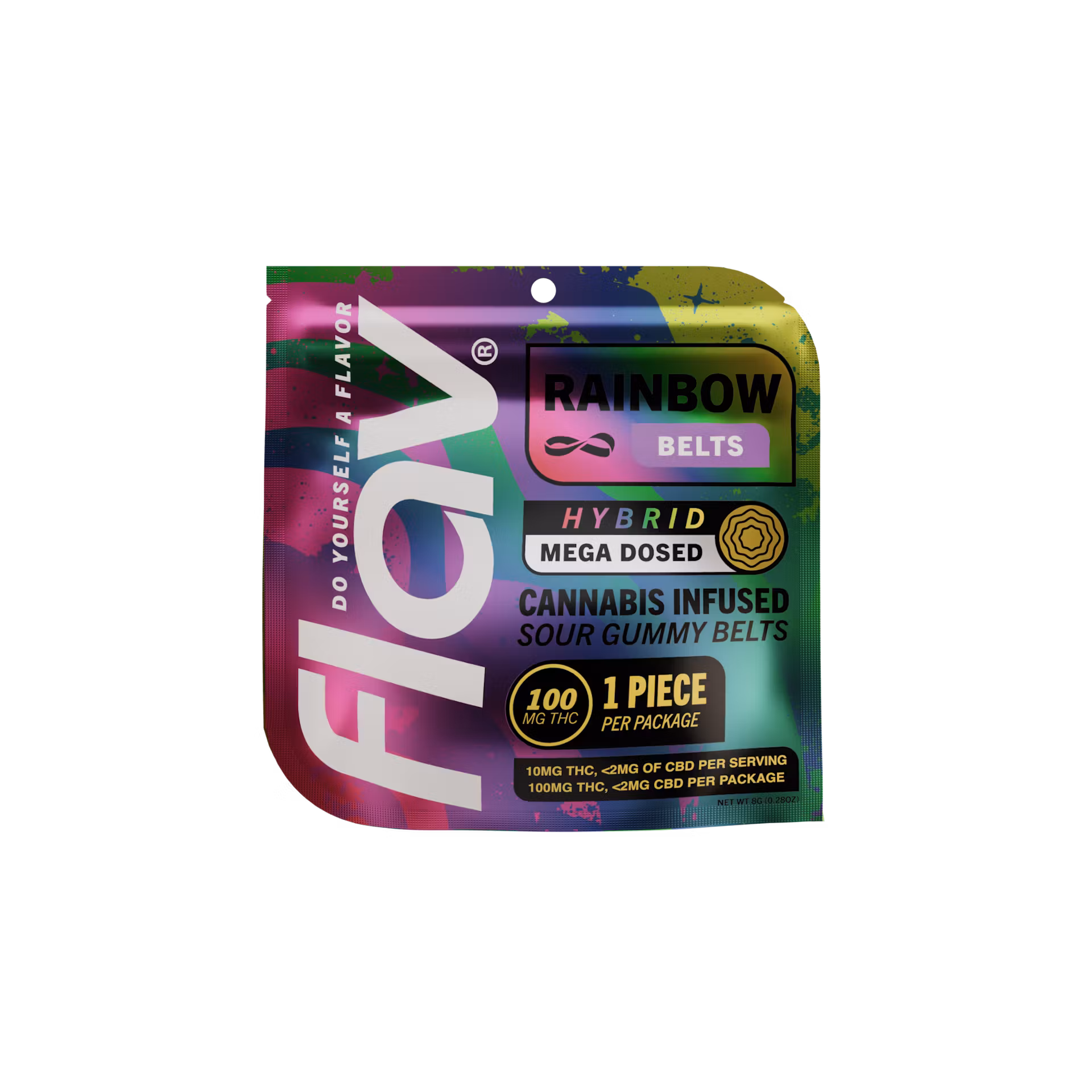 Photograph of Product: Flav - Rainbow Mega Dose Belt - 100mg