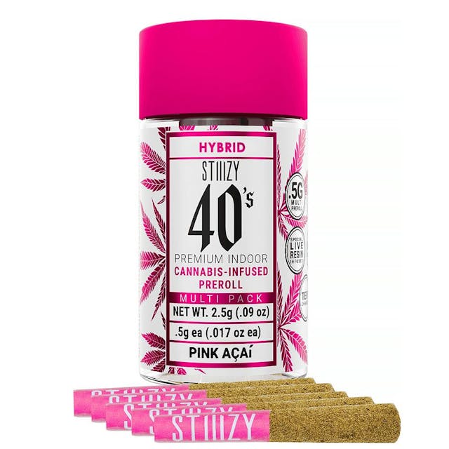 Photograph of product: Pink Acai 40's - 5pk Prerolls - 