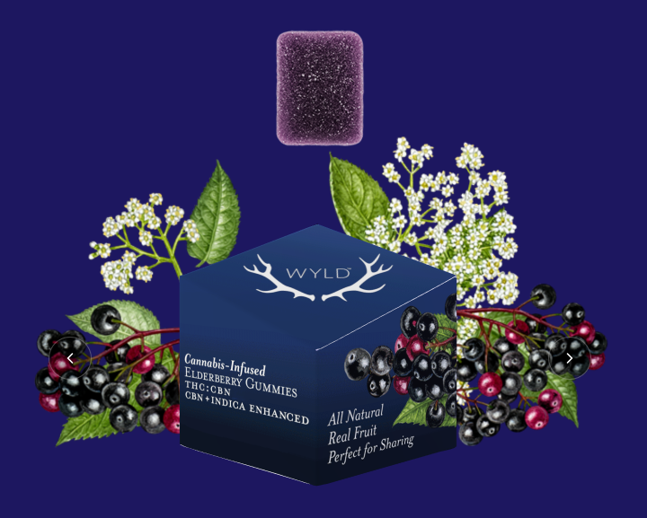 Photograph of product: WYLD - Elderberry 2:1 TH-oui:CBN + Oui'd Enhanced Gummies (10mg/100mg)