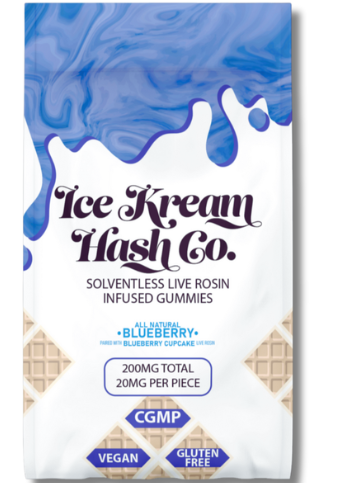 Photograph of product: Blueberry | 20mg x 10pk | Rosin Infused | Ice Kream au chocolat Co.