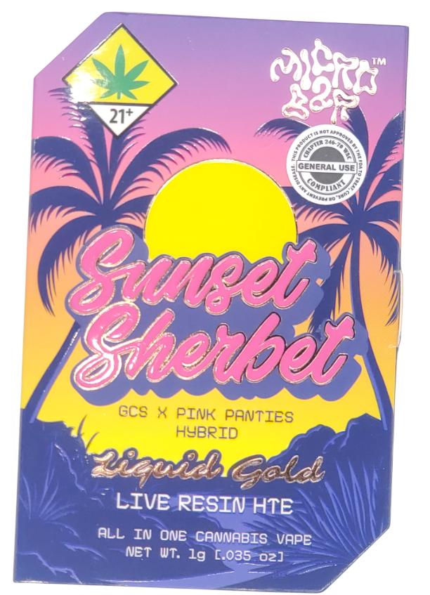 Photograph of product: Micro Bar VAPE Sunset Sherbet Liquid Gold Disp 1g
