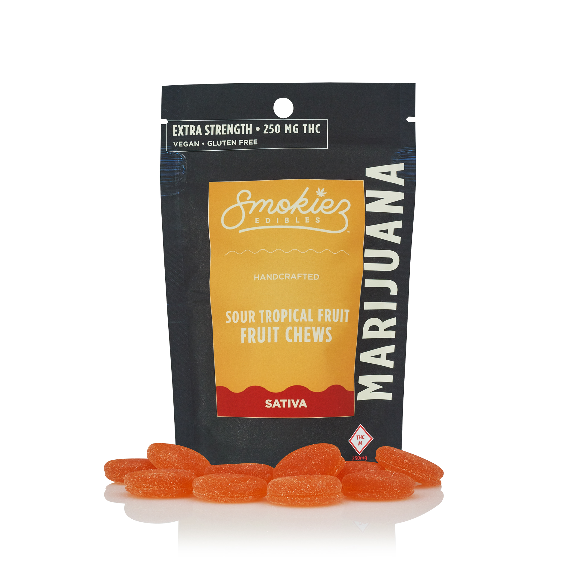 Photograph of product: EXTRA-STRENGTH! Sour Tropical Fruit Oui'd  250mg TH-oui Fruit Chews