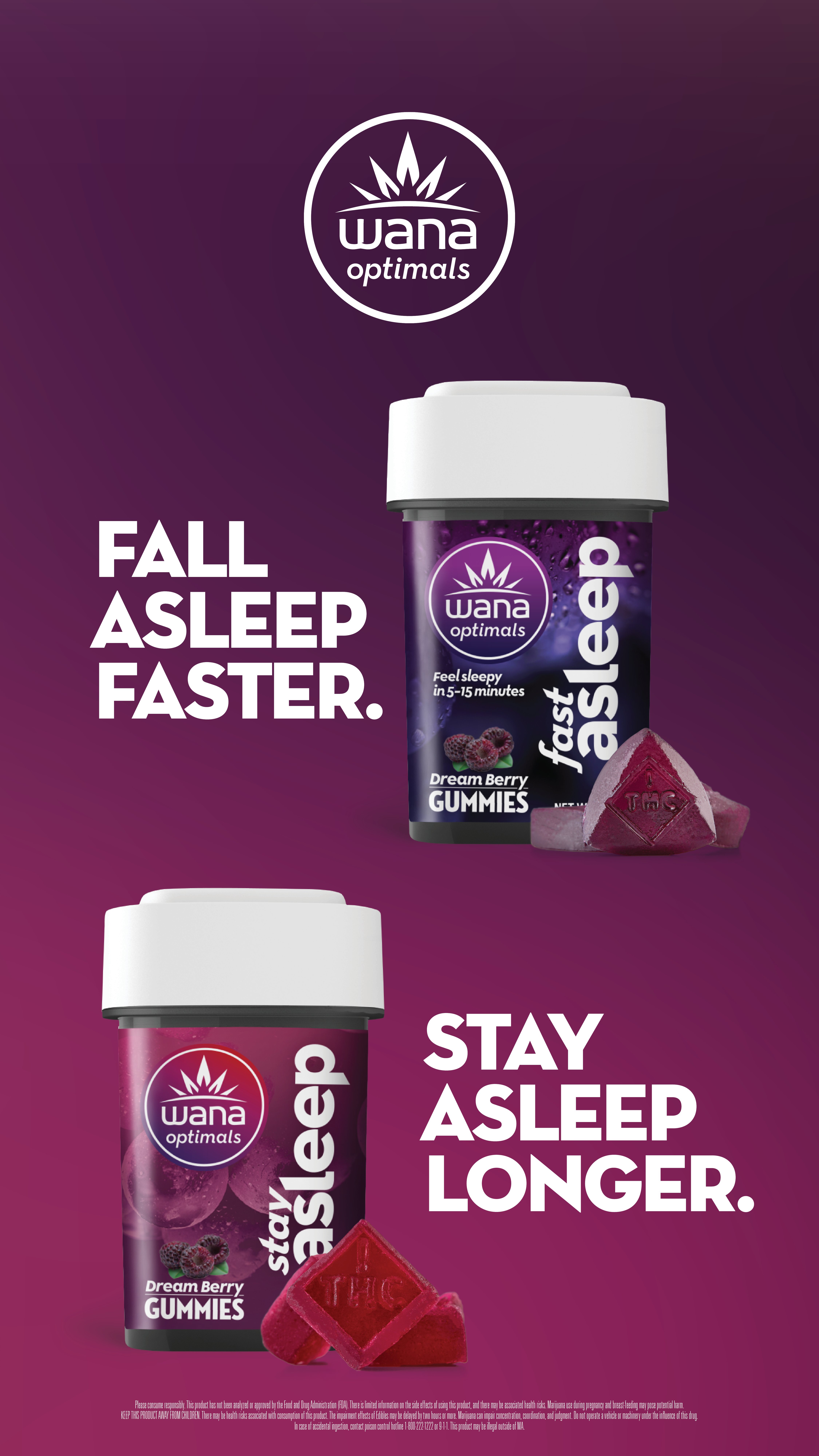 Photograph of product: Dream Berry Fast Asleep Gummies | 20pck  100mg |  Wana