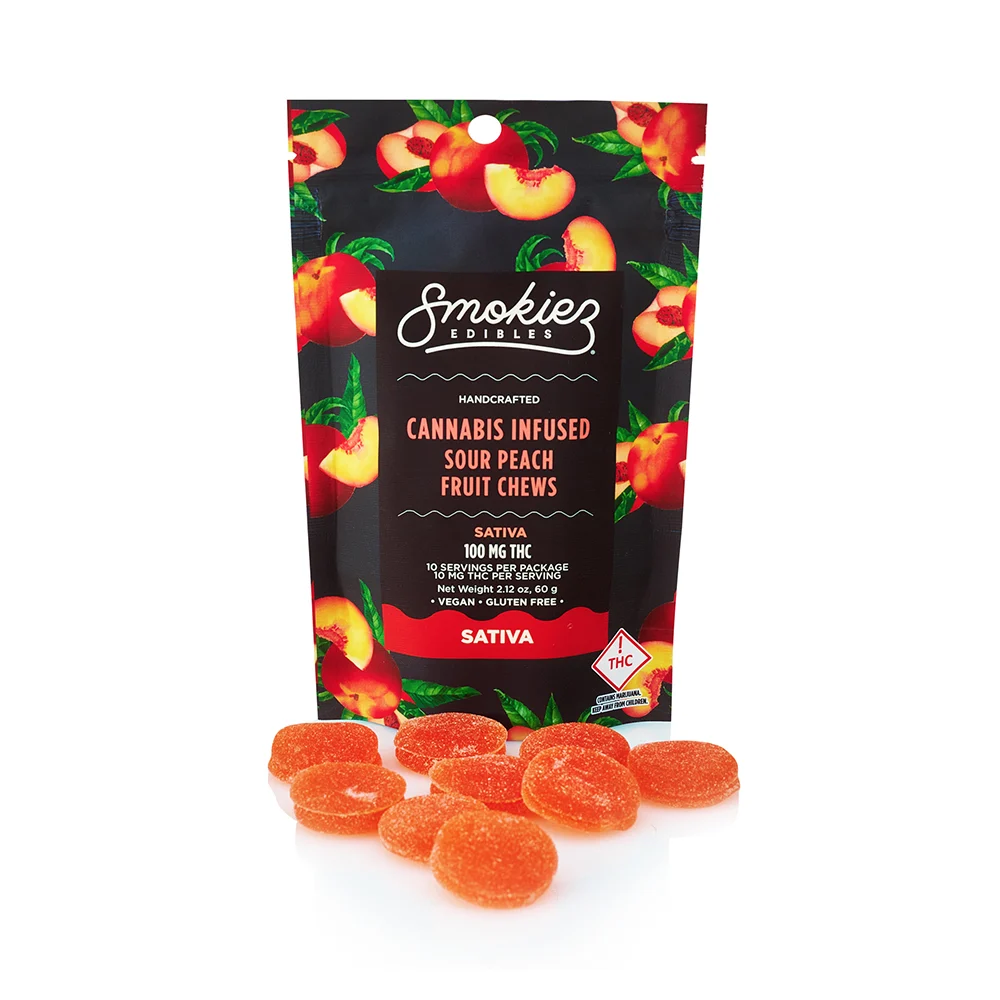 Photograph of product: Sour Peach Oui'd | 10mg Gummies 10-pack