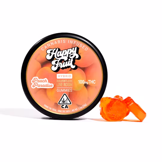 Photograph of product: Happy Fruit | Peach Paradise Rosin Gummies - 100mg TH-oui