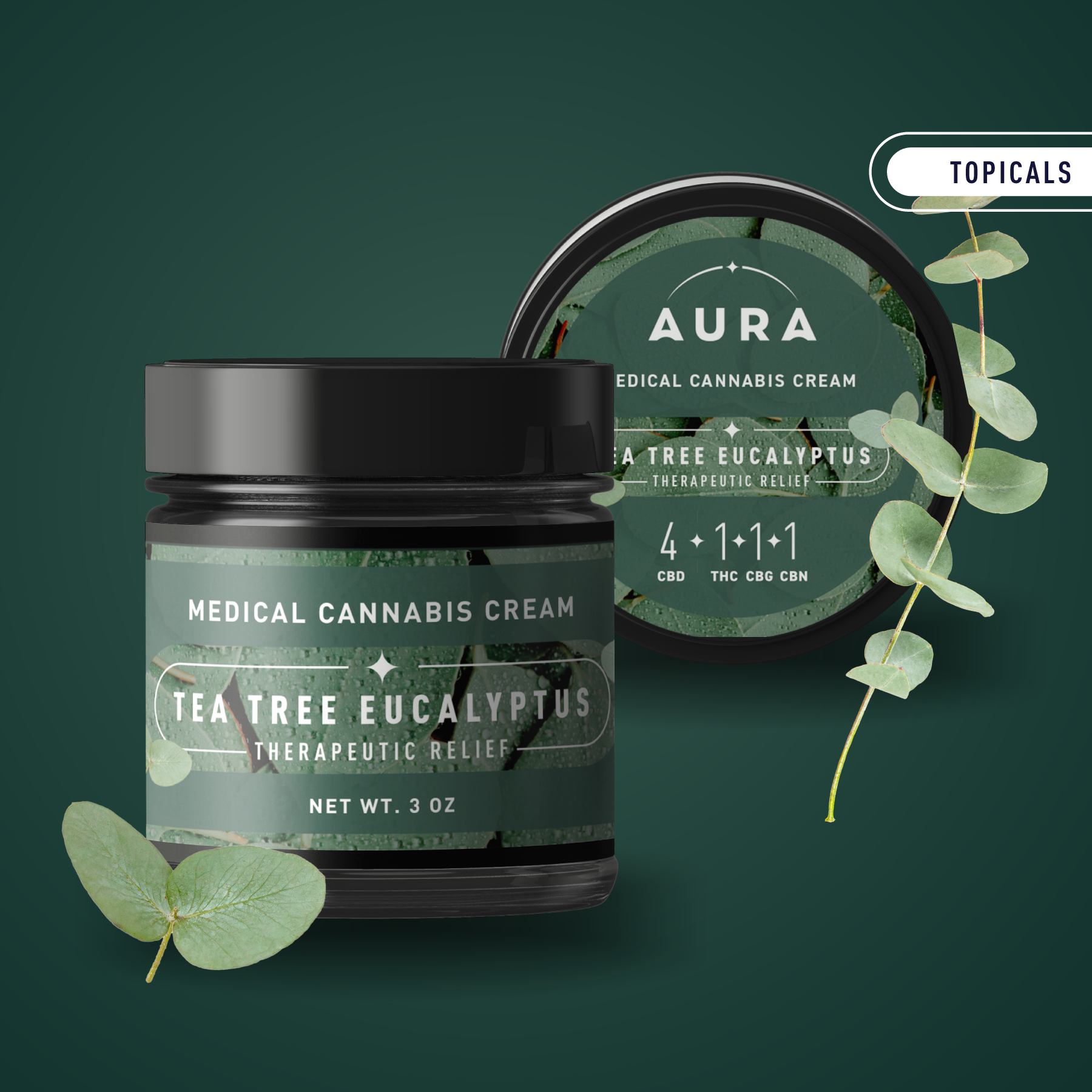 Photograph of Product: Tea Tree Eucalyptus | Creams | 4:1 CBD:THC