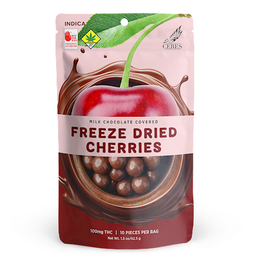 Photograph of product: Chocolate Freeze-Dried Oui'd Cherries 20-pack | 100mg