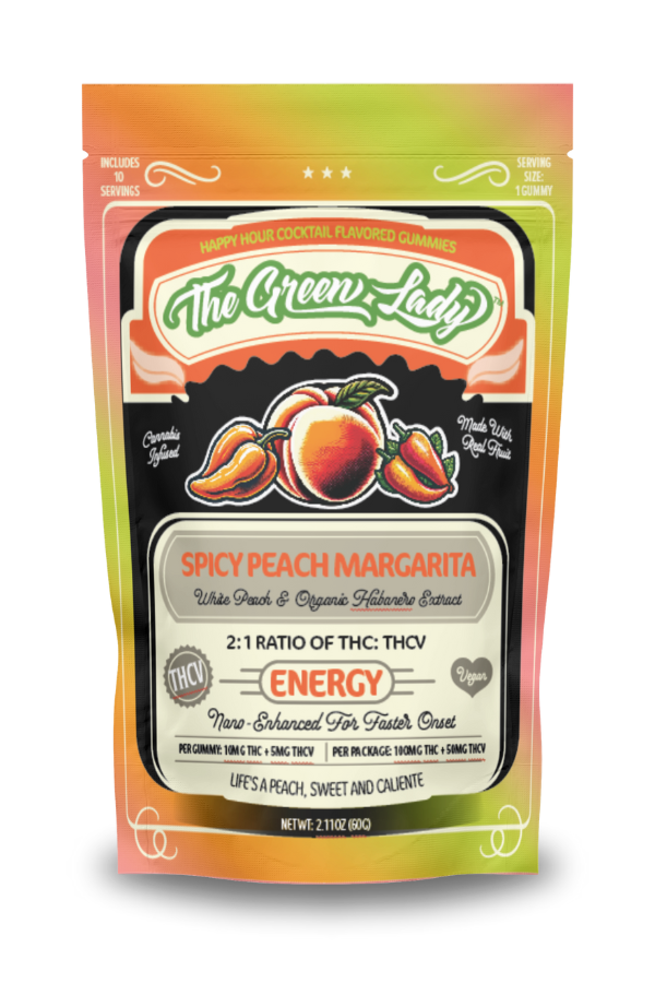 Photograph of product: The Green Lady Spicy Peach Margarita 10mg Nano Enhanced Gummies
