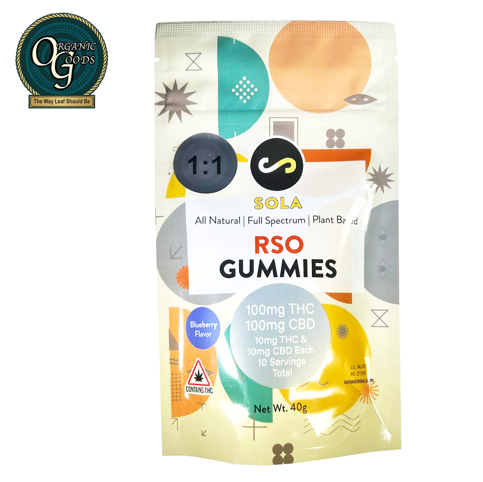 Photograph of product: Sola RSO 1:1 Gummies Blueberry 100 MG