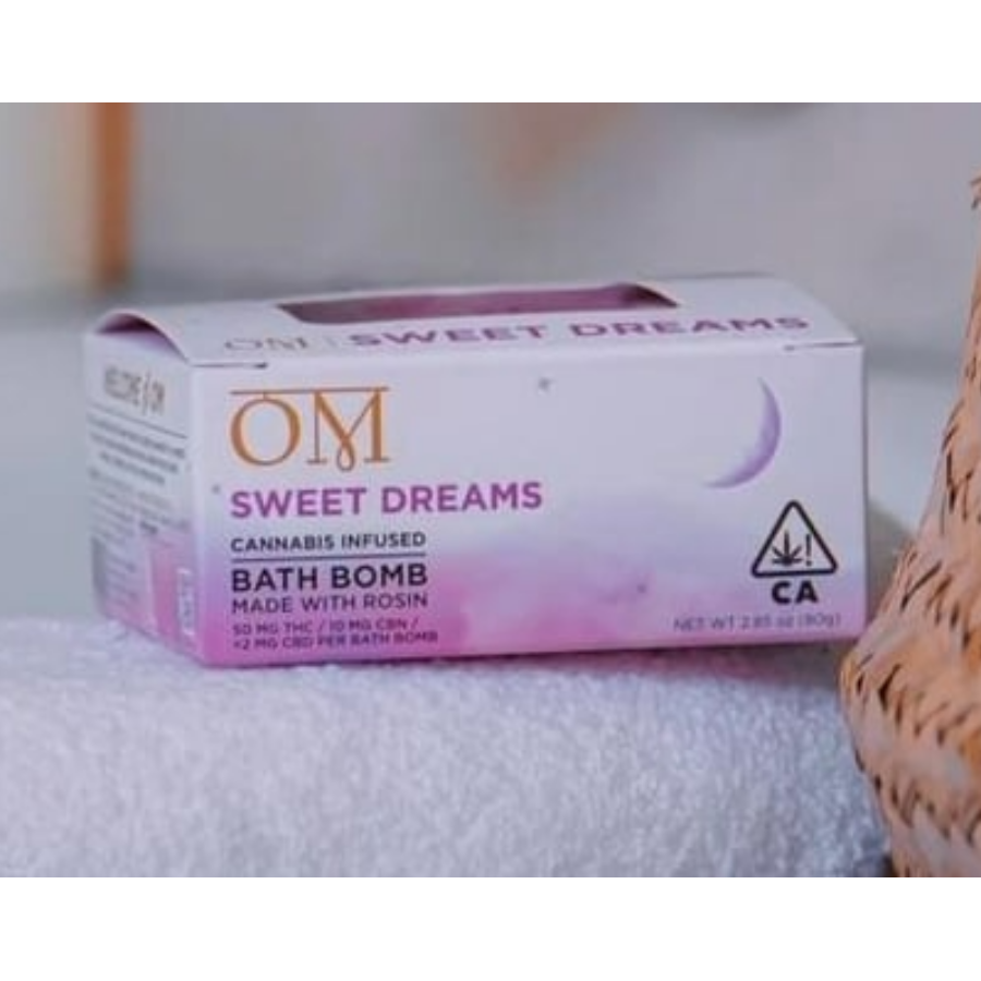 Photograph of product: OM au chocolat Rosin Bath Bomb Sweet Dreams Lavender TH-oui 40mg / CBN 8mg