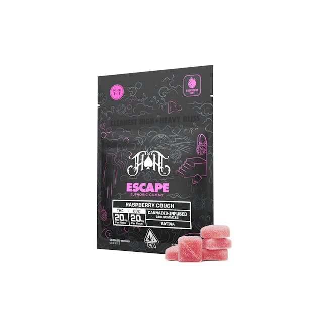 Photograph of product: Raspberry Cough Escape CBC Euphoric Gummies 100mg - 