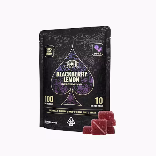 Photograph of product: Heavy Hitters : 5pk / 100mg Live Rosin Gummies - Blackberry Lemon - Oui'd
