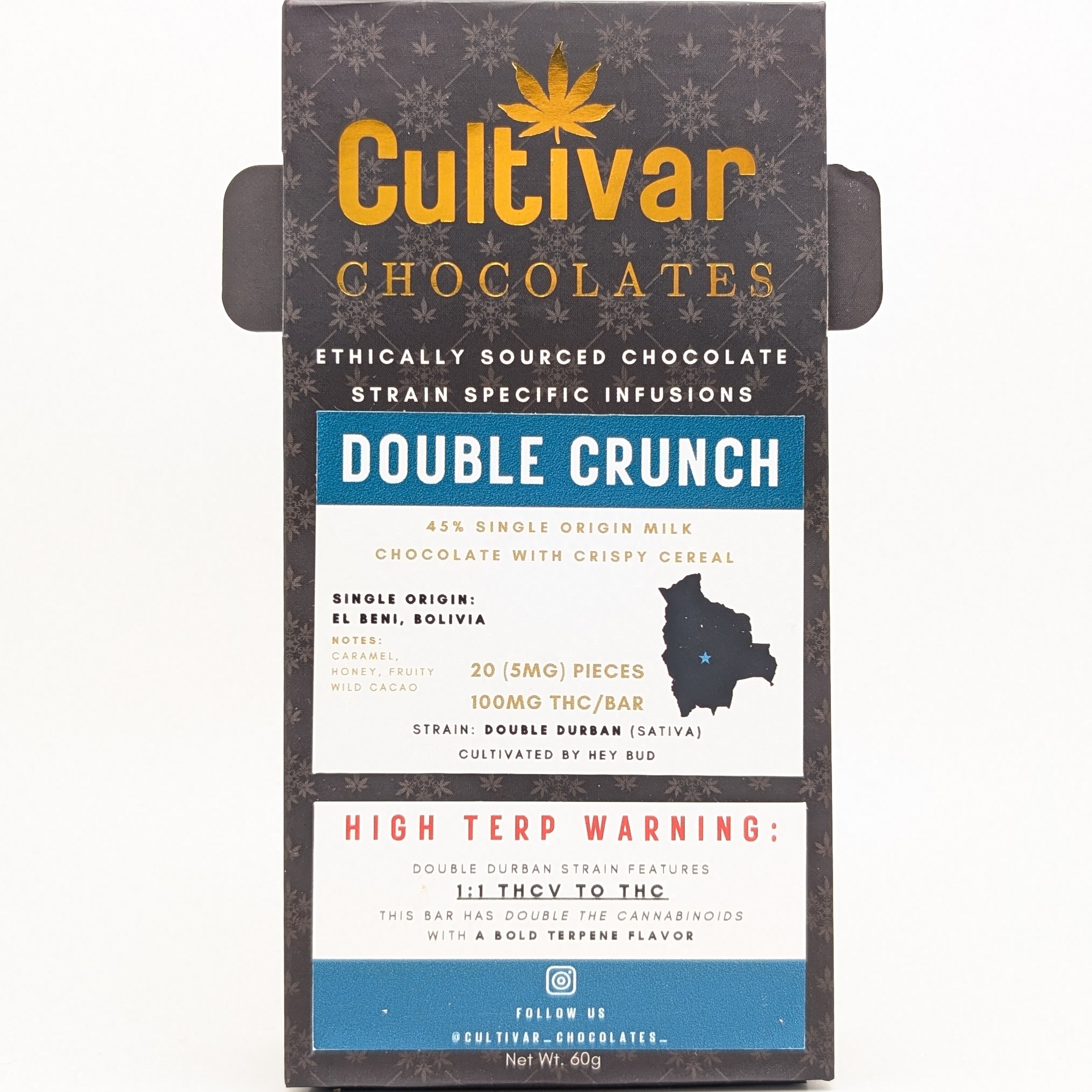 Photograph of product: Double Crunch Chocolate Bar 100mg