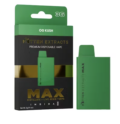 Photograph of product: Mitten Extracts | OG Kush (MAX) | 3G Disposable Vape