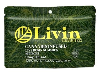 Photograph of product: Honeydew 100mg Live Rosin 10 Pack Gummies - Livin Solventless
