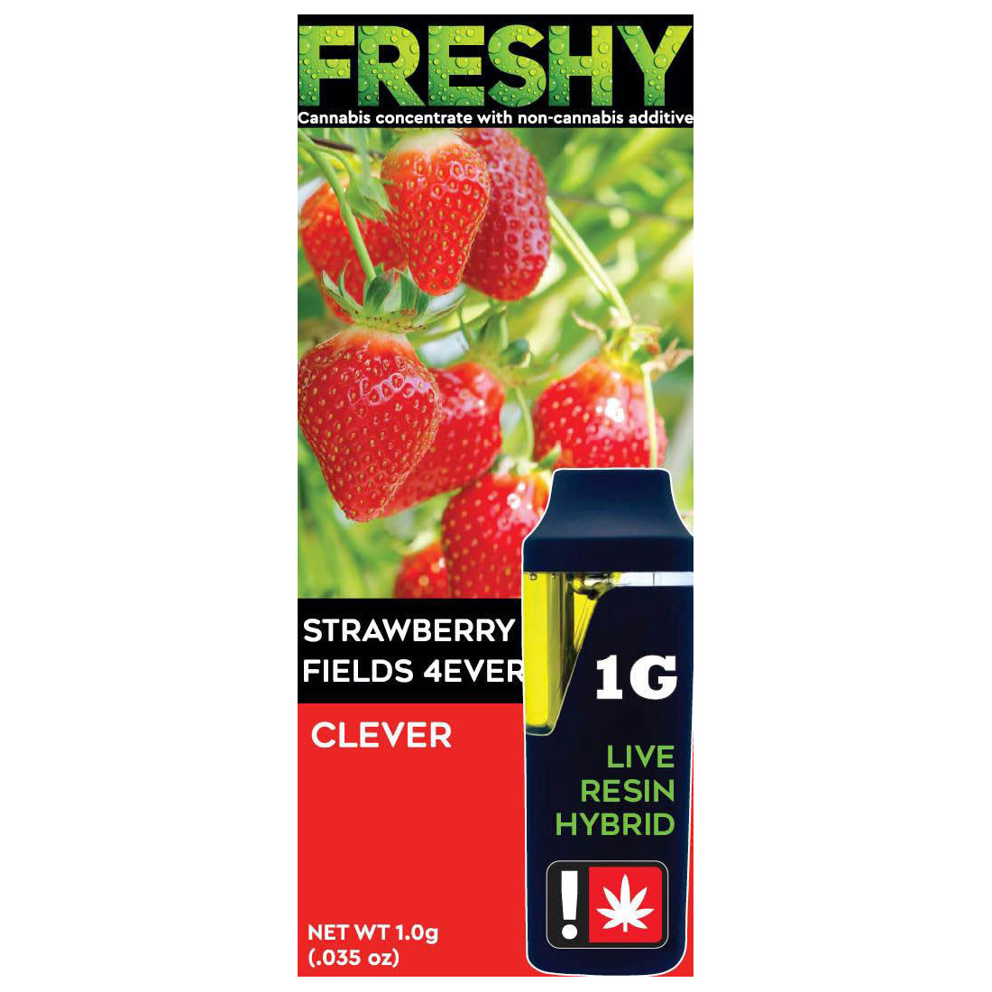 Photograph of product: Freshy | Strawberry Fields | 90.86% | Hybrid