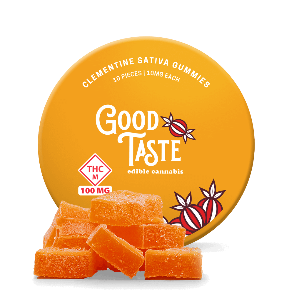 Photograph of product: GOOD TASTE - CLEMENTINE ROSIN INFUSED 10PK 100MG Oui'd