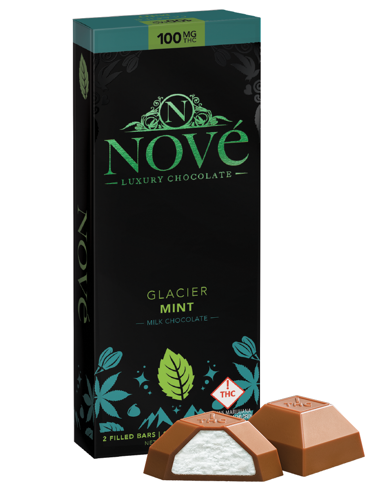 Photograph of product: Nove Glacier Mint Milk Chocolate Bar 100mg (H)