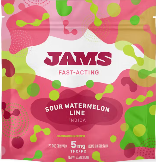 Photograph of product: JAMS Fast Acting Jellies Sour Watermelon Lime (I) 00433