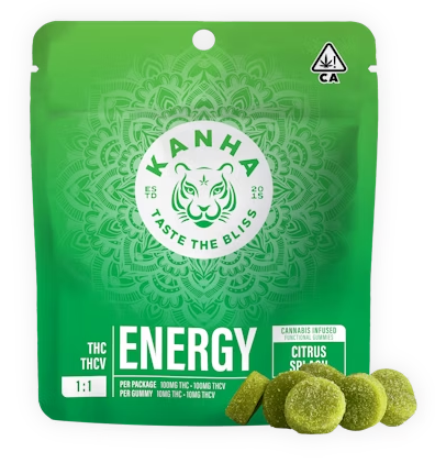 Photograph of product: KANHA ENERGY CITRUS SPLASH 1:1 TH-ouiV 10PK GUMMIES 100MG